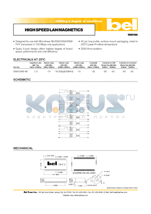 S558-5999-68 datasheet - HIGH SPEED LAN MAGNETICS