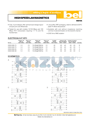 S558-5999-75 datasheet - HIGH SPEED LAN MAGNETICS