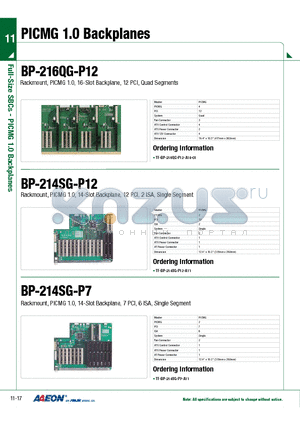 TF-BP-216QG-P12-A10-01 datasheet - Rackmount, PICMG 1.0, 16-Slot Backplane, 12 PCI, Quad Segments