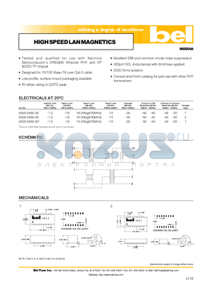 S558-5999-95 datasheet - HIGH SPEED LAN MAGNETICS