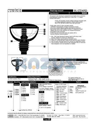 W820 datasheet - Post top mount