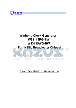 W83115RG-BW datasheet - Winbond Clock Generator