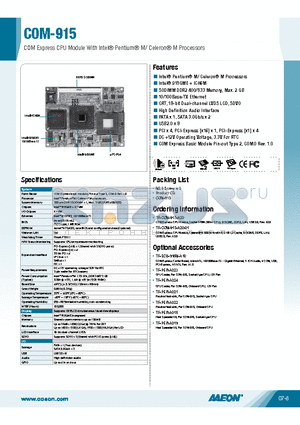 TF-COM-915-A20 datasheet - Intel^ Pentium^ M/ Celeron^ M Processors