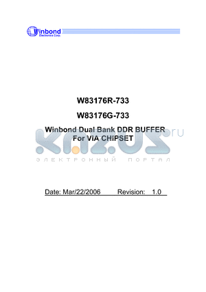 W83176G-733 datasheet - Winbond Dual Bank DDR BUFFER For VIA CHIPSET