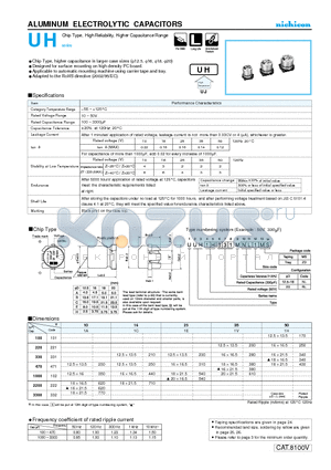 UUH1C102MNL datasheet - ALUMINUM ELECTROLYTIC CAPACITORS