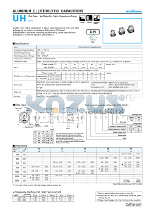 UUH1C222MNL datasheet - ALUMINUM ELECTROLYTIC CAPACITORS