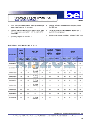 S558-5999-J5 datasheet - 10/100BASE-T LAN MAGNETICS