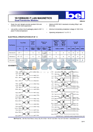 S558-5999-J0 datasheet - 10/100BASE-T LAN MAGNETICS