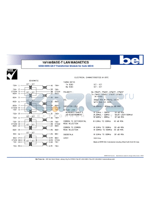 S558-5999-Q9-F datasheet - 10/100BASE-T LAN MAGNETICS