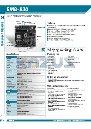 TF-EMB-830-A20-01 datasheet - Socket 478-based Intel^ Pentium^ 4/ Intel^ Celeron^