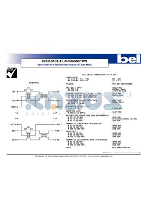 S558-5999-W2-F datasheet - 10/100BASE-T LAN MAGNETICS