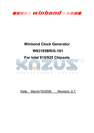 W83195BG-101 datasheet - Winbond Clock Generator For Intel 915/925 Chipsets