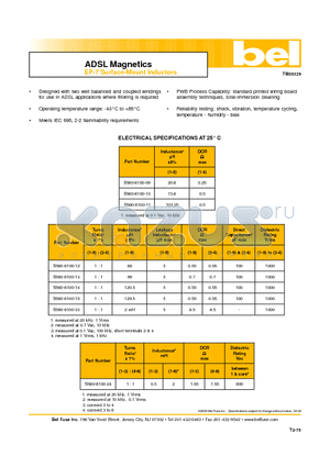 S560-6100-09 datasheet - ADSL Magnetics EP-7 Surface-Mount Inductors
