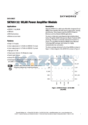 SKY65132 datasheet - WLAN Power Amplifier Module