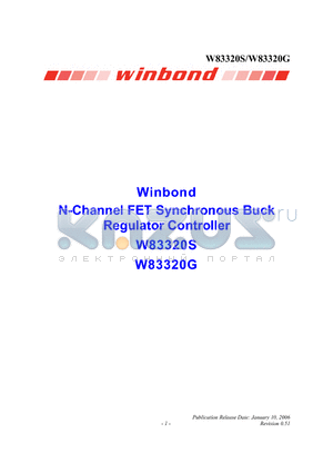 W83320S datasheet - N-Channel FET Synchronous Buck Regulator Controller