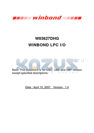W83627DHG datasheet - WINBOND LPC I/O