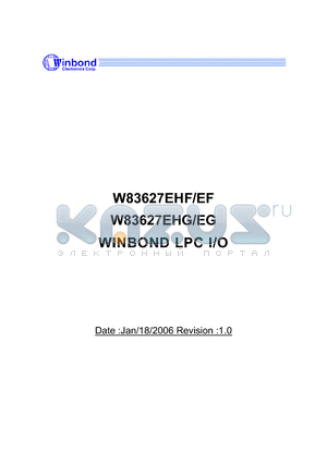 W83627EEF datasheet - evolving product from Winbonds most popular I/O family
