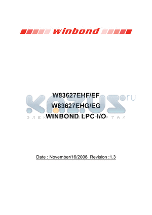 W83627EHF datasheet - WINBOND LPC I/O