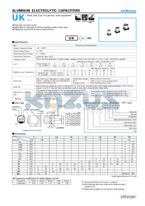 UUK1V101MCO datasheet - ALUMINUM ELECTROLYTIC CAPACITORS