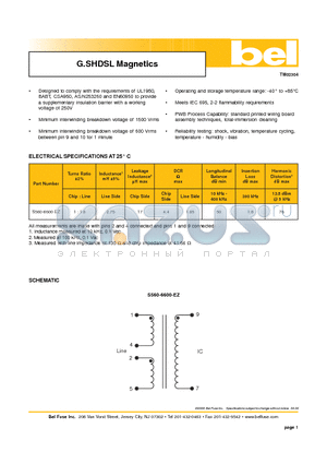 S560-6600-EZ datasheet - G.SHDSL Magnetics
