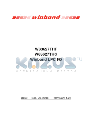 W83627THG datasheet - Winbond LPC I/O