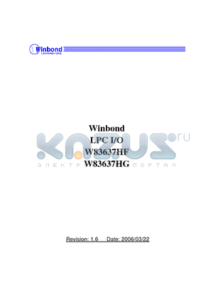 W83637HF datasheet - LPC I/O