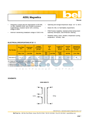 S560-6600-FC datasheet - ADSL Magnetics