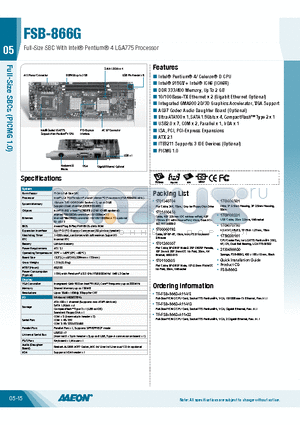 TF-FSB-866G-A11-G2 datasheet - Intel^ Pentium^ 4/ Celeron^ D CPU