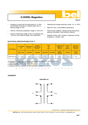 S560-6600-HG datasheet - G.SHDSL Magnetics