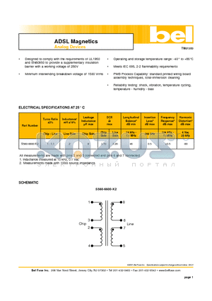 S560-6600-K2 datasheet - ADSL Magnetics Analog Devices