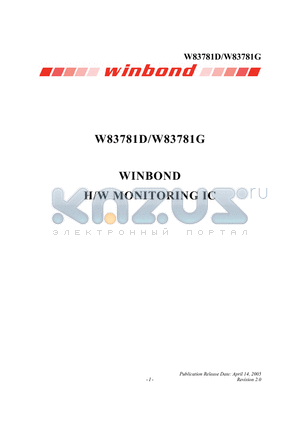 W83781D datasheet - H/W MONITORING IC