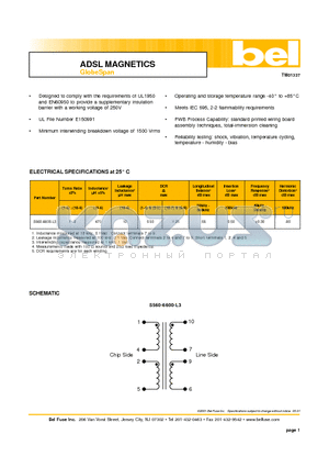 S560-6600-L3 datasheet - ADSL MAGNETICS GlobeSpan