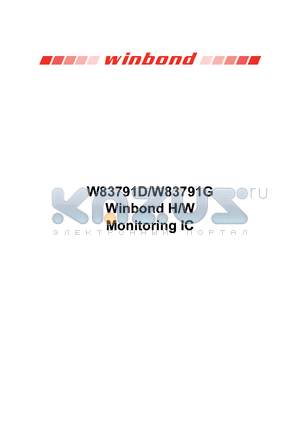 W83791D datasheet - Winbond H/W Monitoring IC