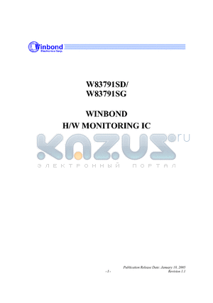 W83791SD datasheet - H/W MONITORING IC