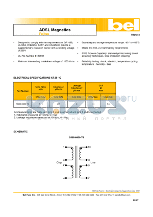 S560-6600-T6 datasheet - ADSL Magnetics Fujitsu