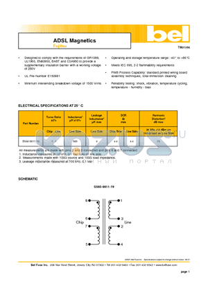 S560-6611-19 datasheet - ADSL Magnetics Fujitsu