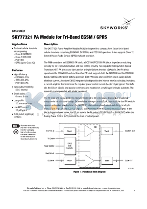 SKY77321 datasheet - PA Module for Tri-Band EGSM / GPRS