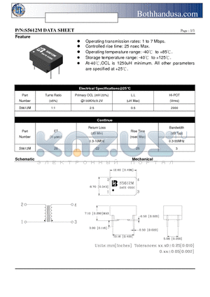 S5612M datasheet - DIGITAL AUDIO DATA TRANSFORMER