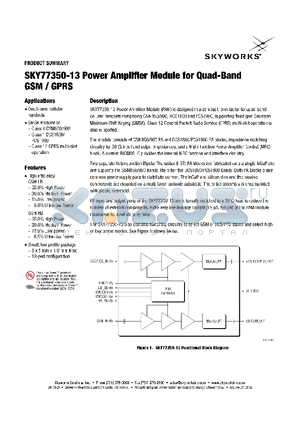 SKY77350 datasheet - Power Amplifier Module for Quad-Band