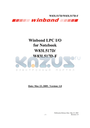 W83L517D/W83L517D-F datasheet - LPC I/O for Notebook