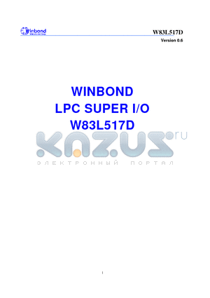W83L517D datasheet - LPC SUPER I/O