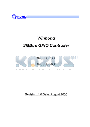 W83L603G datasheet - SMBus GPIO Controller