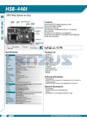 TF-HSB-440I-A10 datasheet - Onboard STPC^ Atlas System-on-Chip