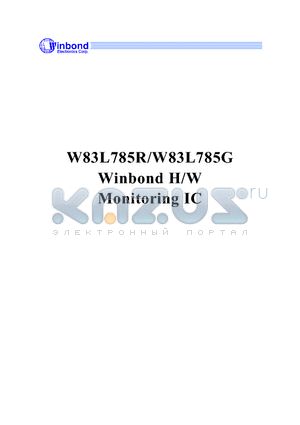 W83L785R datasheet - WINBOND H/W MONITORING IC FOR NOTEBOOK