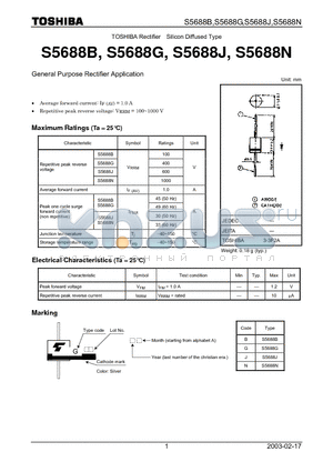 S5688B datasheet - TOSHIBA Rectifier Silicon Diffused Type