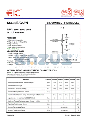 S5688B datasheet - SILICON RECTIFIER DIODES