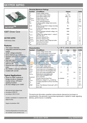 SKYPER32PRO datasheet - IGBT Driver Core