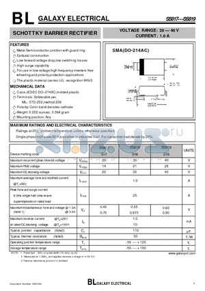 S5817 datasheet - SCHOTTKY BARRIER RECTIFIER