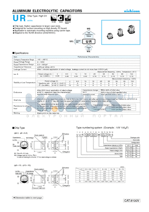 UUR0G152MCL datasheet - ALUMINUM ELECTROLYTIC CAPACITORS