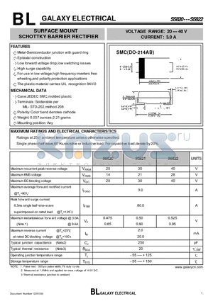 S5822 datasheet - SURFACE MOUNT SCHOTTKY BARRIER RECTIFIER